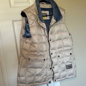 White puffer vest with blue lining